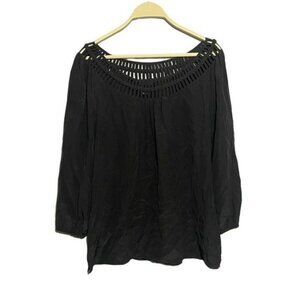 Whbm White House Black Market Blouse Silk Women Size M Net Woven Workwear Modern